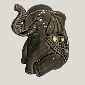 Elephant Ceramic Night Light / Accent Lamp - Gray